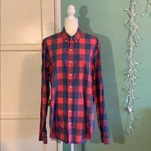 Men’s Plaid Shirt - Red/Grey Blue